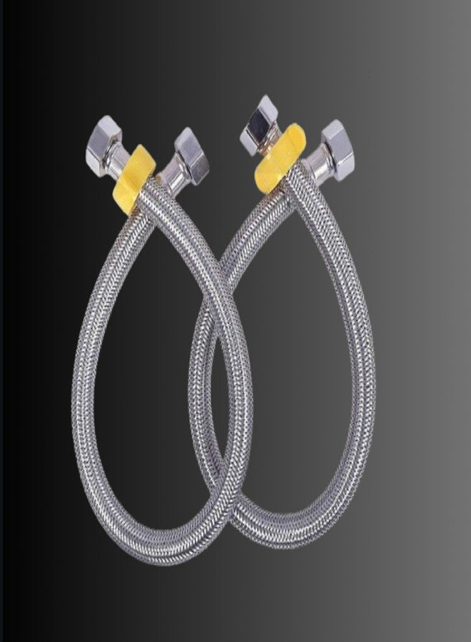 JAGGER JCP2211 Heavy Stainless Steel Connection Pipe For Geyser Connection Pipe For Wash Basin/Toilet Flush/Geyser Hose Pipe (Width - 1/2-inch, Silver, SS Wired) - Pack of 2 (36 INCH) - Image 1